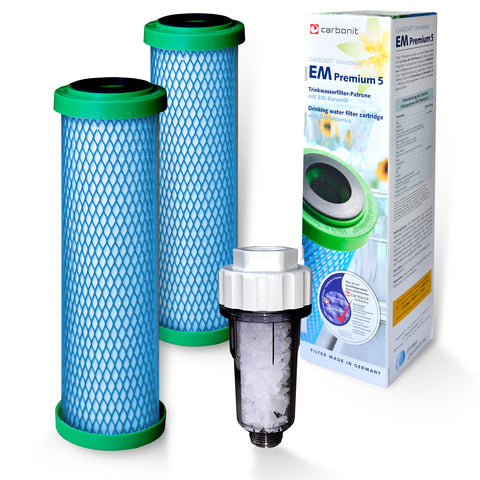 2 Stück EM Premium 5 Carbonit, plus 1 Waschmaschinenfilter