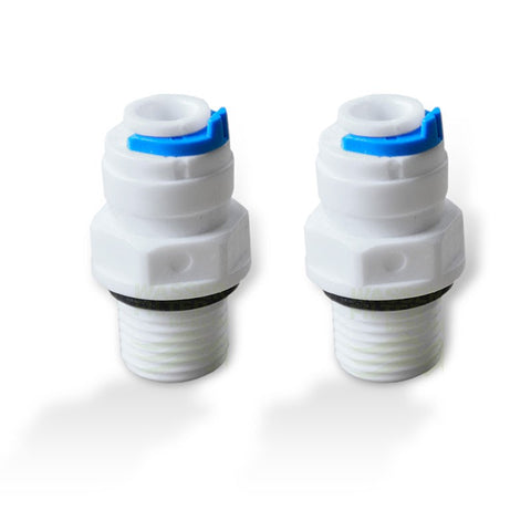 2 selbstdichtende Adapter Kühlschrankfilter AG1/4"x1/4" Schlauch mit Clip