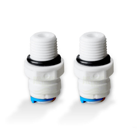 2 selbstdichtende Adapter Kühlschrankfilter AG1/4"x1/4" Schlauch mit Clip