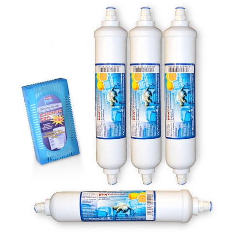 4x Kühlschrankfilter PLUS Kalkschutz + Kühlschrank-DEO