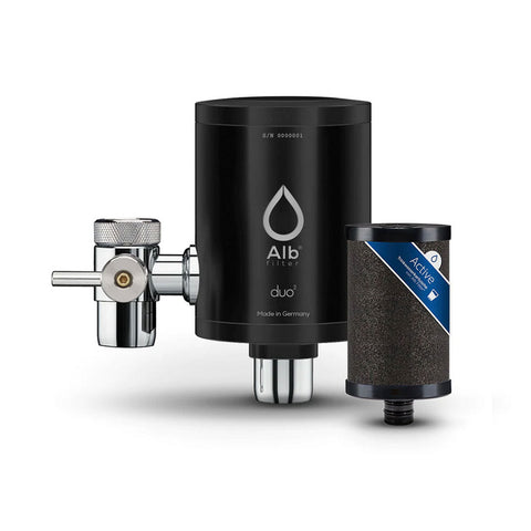Alb Filter Duo Active Trinkwasserfilter für Wasserhahn (Edelstahl Schwarz)