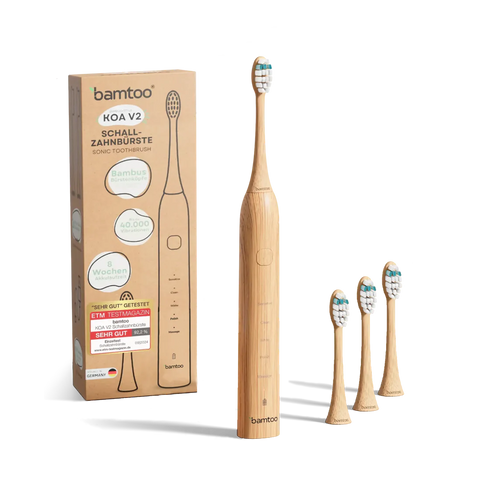 Bamtoo V2 nachhaltige Schallzahnbürste + 3 Bürstenköpfe Pro 3D Set