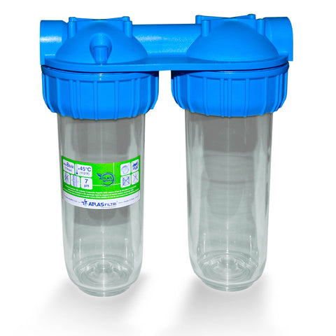 Untertisch Doppelgehäuse 25,4cm/10 Zoll, Wasserfilter Gehäuse