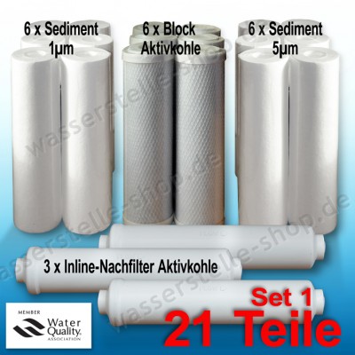 21 Ersatzfilter Umkehrosmose 3 Jahres Set 1