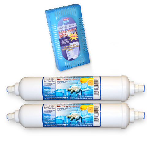 2x refrigerator filters PLUS limescale protection + refrigerator deodorizer