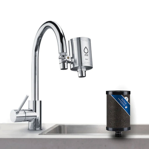 Alb Filter Duo Active drinking water filter for tap (natural stainless steel)