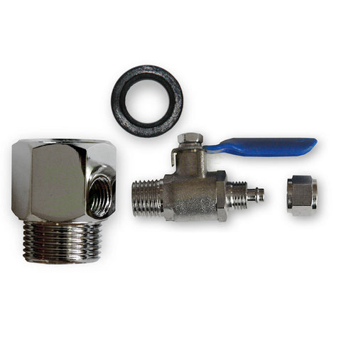 3/8 inch water connection with 1/4" shut-off valve for SBS refrigerator, reverse osmosis