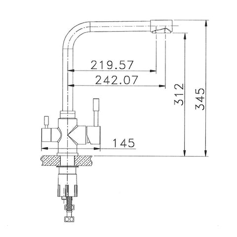 Aquamarine Grazia, designer 3-way faucet, solid stainless steel