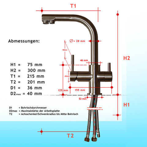 Design-Drei-Wege-Wasserhahn Verona, white