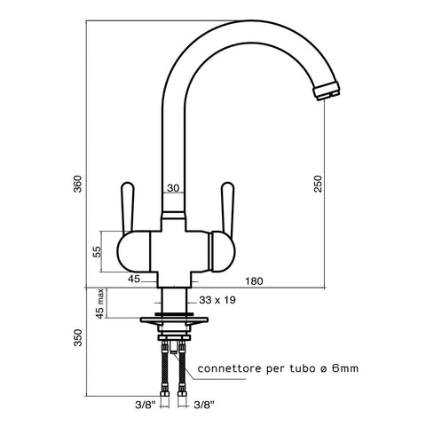 Three-way faucet Ganimed C anthracite (for low pressure)