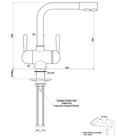 Three-way faucet Ganimed L ES (for low pressure)