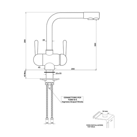 Three-way faucet Ganimed L Black (for low pressure)