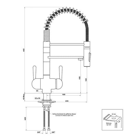 Luxury Vega three-way faucet (for low pressure)
