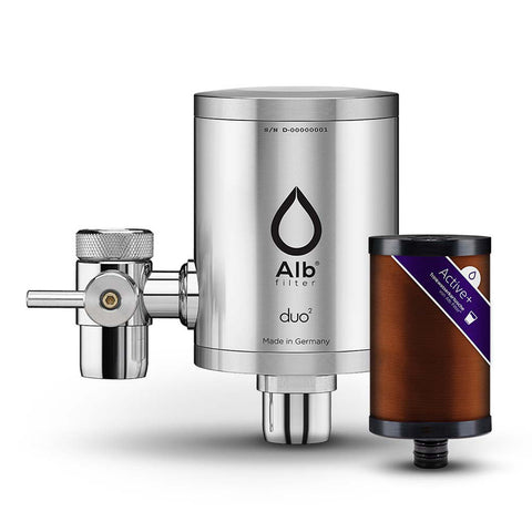 Alb Filter Duo Active Plus+ Trinkwasserfilter für Wasserhahn (Edelstahl Natur)