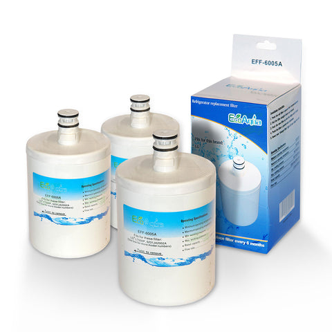 3x ECOPURE EFF-6005A refrigerator filter, compatible LG LT500P 5231JA2002A