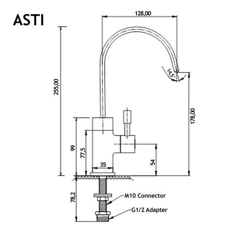 STAINLESS STEEL faucet Asti polished, with ceramic valve