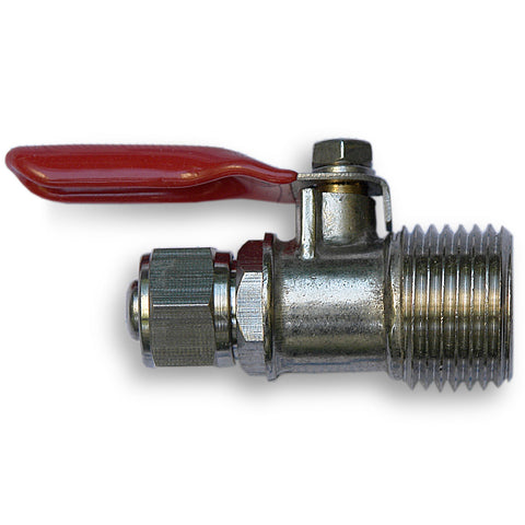 Ball valve for water connection reverse osmosis 1/2" AG x 3/8" hose