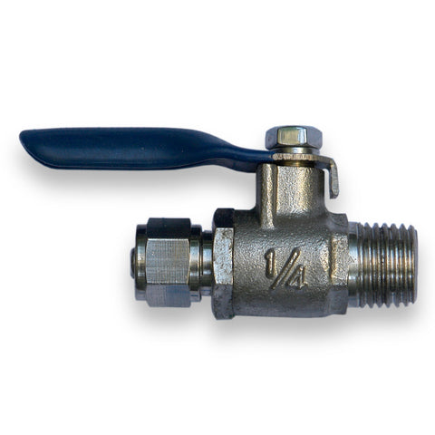 Ball valve for water connection reverse osmosis 1/4 AG x 1/4 hose