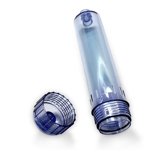 Empty cartridge 2.5" (transparent) Inline, 1/4 inch IG, fillable with various media