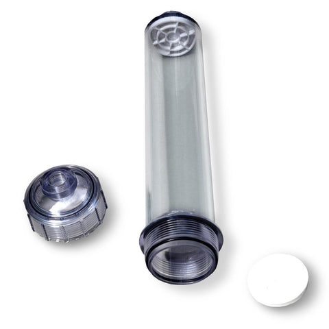 Empty cartridge 2.0" (transparent) Inline, fillable with various media