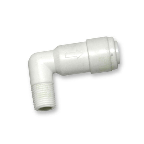 Quick connector, angle 6.4mm (1/8"AG x1/4"hose) with check valve