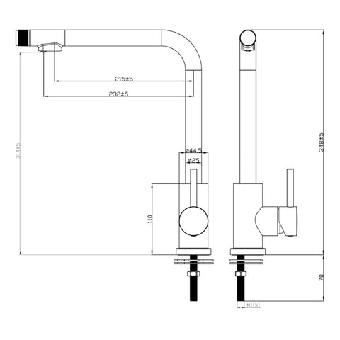 Rubino 3-way stainless steel faucet