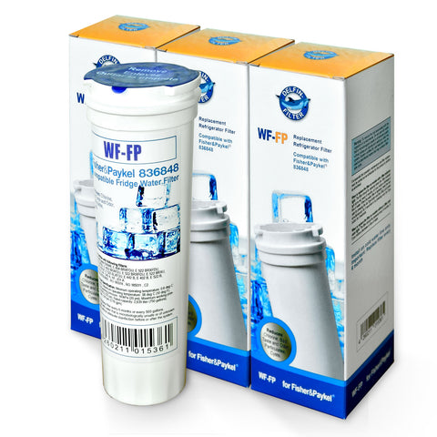 3x Fisher & Paykel 836848 kompatibel, Wasserfilter WF-FP Delfin