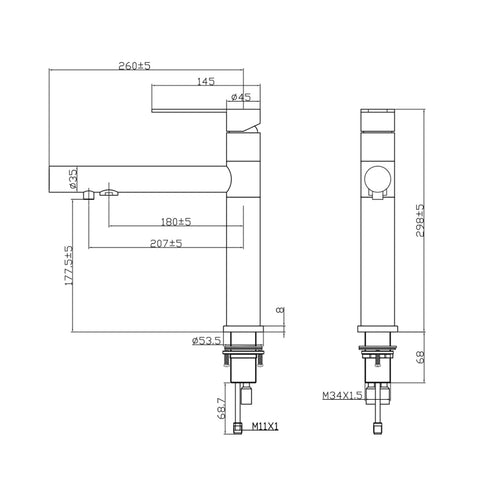 Zircon, 3-way stainless steel faucet