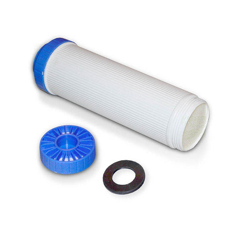 Empty cartridge 10" (blue-white) water filter, fillable with various resins